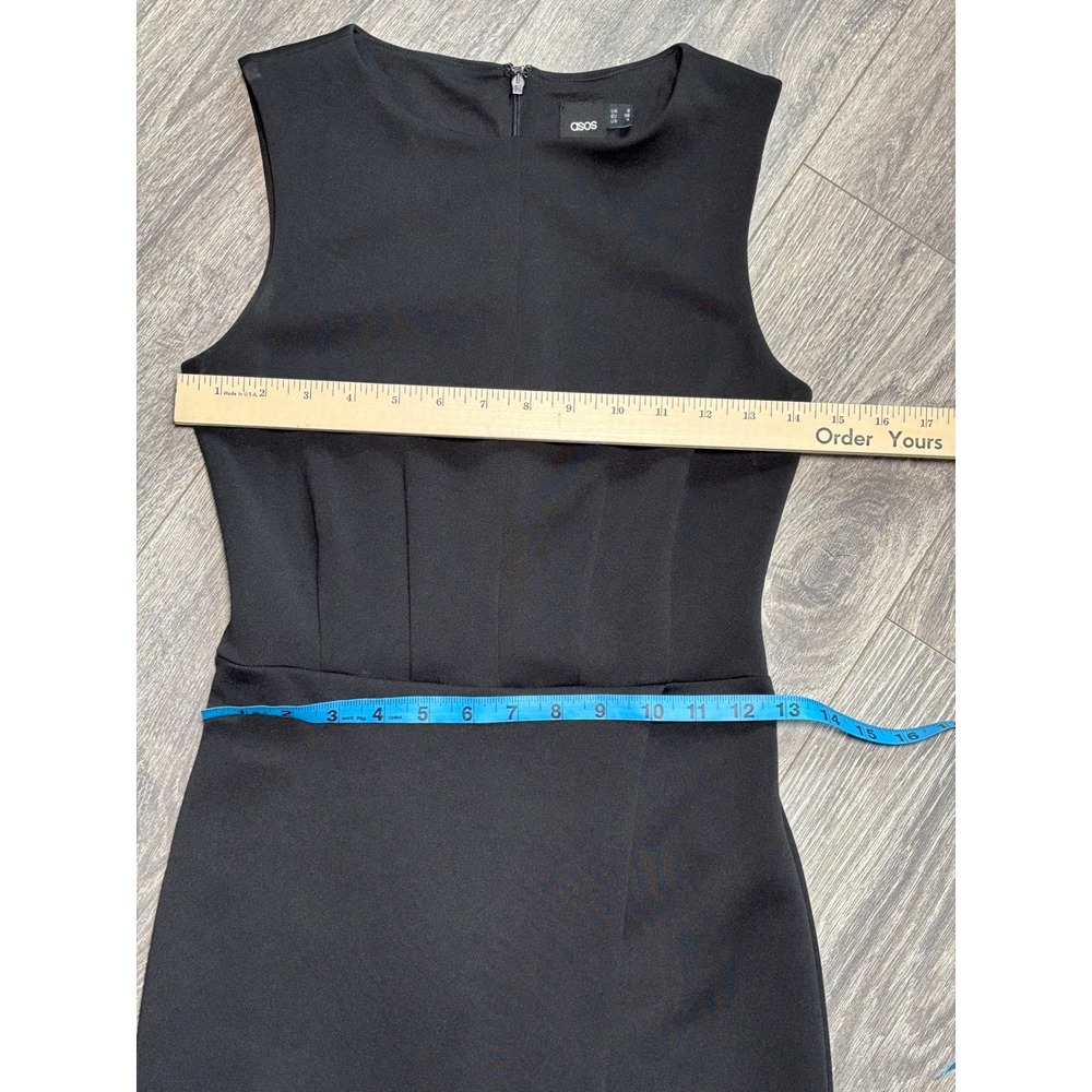 ASOS Black Pleated Wrap front sheath dress - Picture 4 of 10